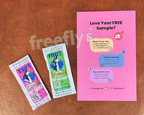 free tari sauce samples i received by mail