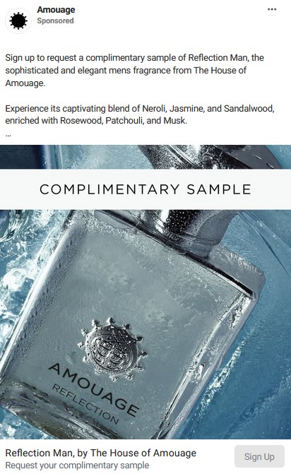 free amouage reflection perfume offer