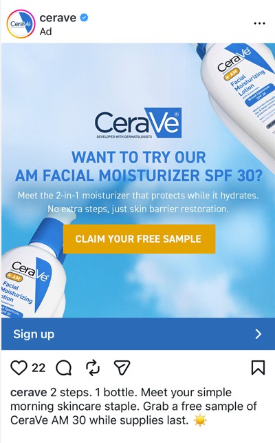 free cerave am moisturizing lotion sample offer