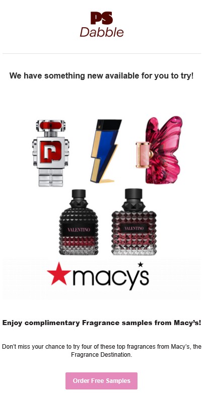 free fragrance samples popsugardabble