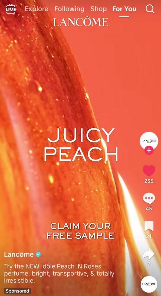 free lancome idole peach n roses pwrfefume sample