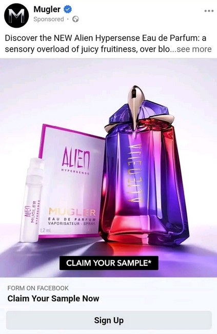 free mugler alien hypersense perfume sample offer