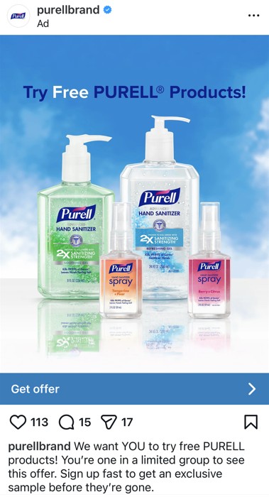 free purell samples offer