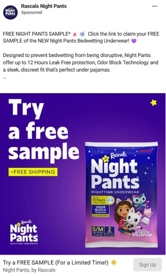 free rascals night pants sample