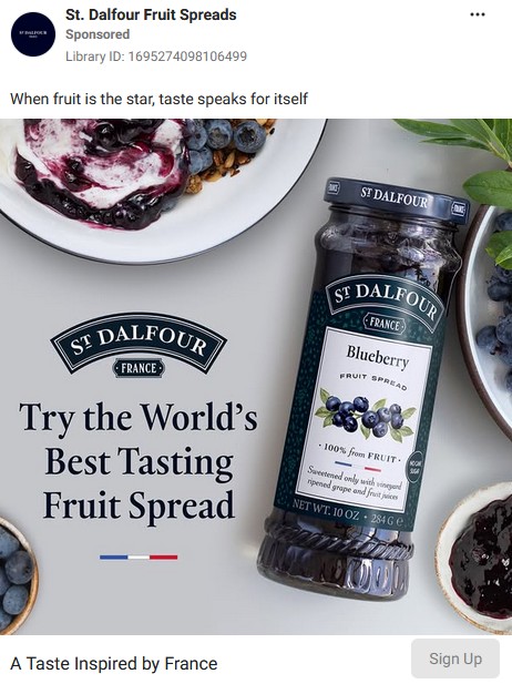 free st dalfour fruit spread sample
