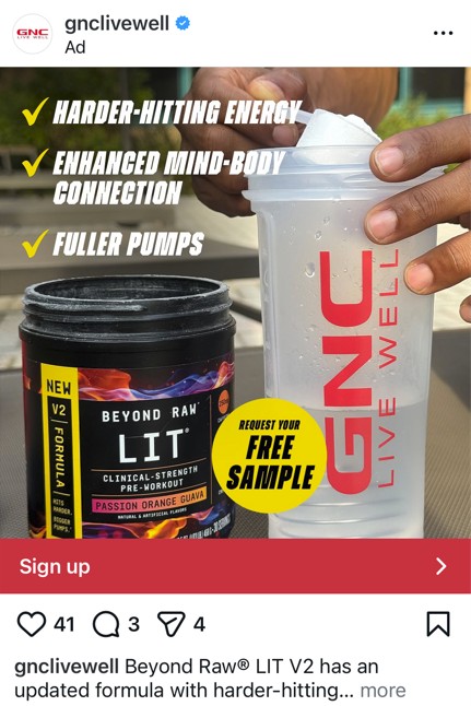 free gnc beyond raw lit v2 sample offer