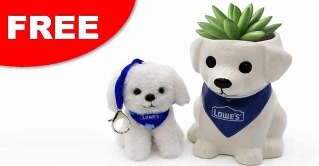 free lowes puppy keychain and planter