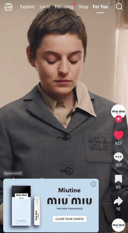 free miu miu miutine perfume tiktok sample offer