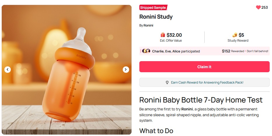 free ronini baby bottle