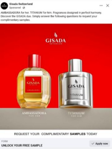 free samples of gisada ambassadora and titanium perfumes