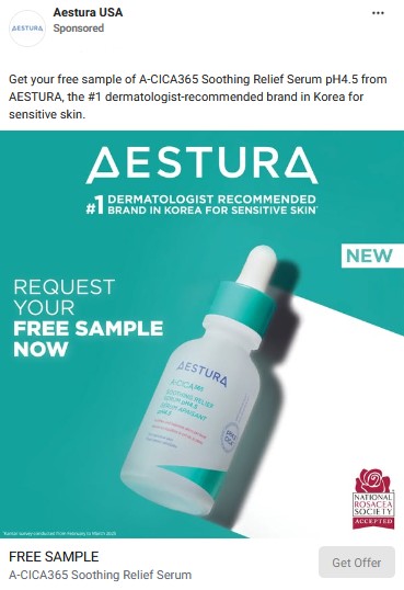 free aestura a cica365 serum sample offer