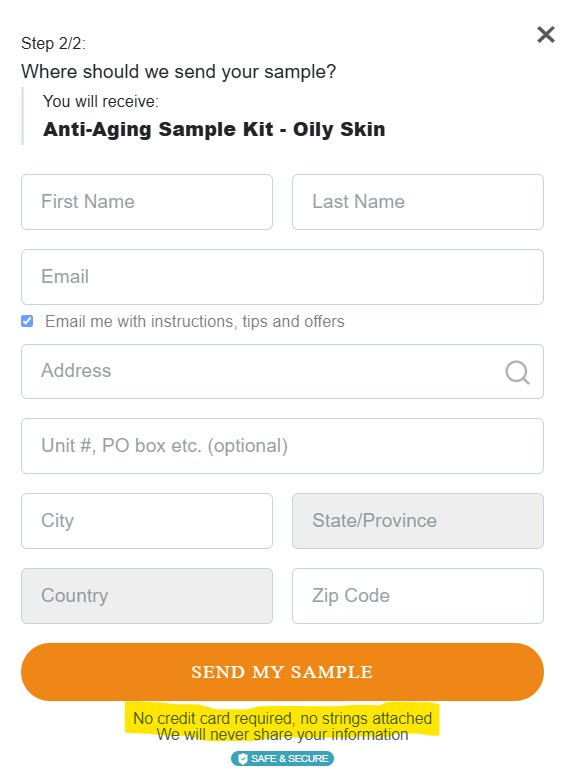 free riversol skincare kit order form