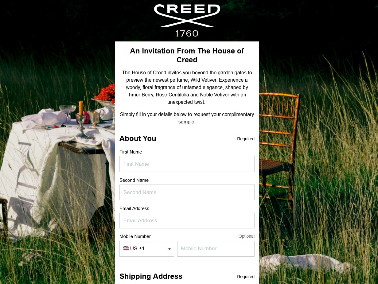 free cree wild vetiver perfume sample order form