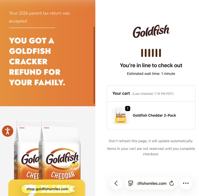 free gold fish 2-pack parent tax return claim