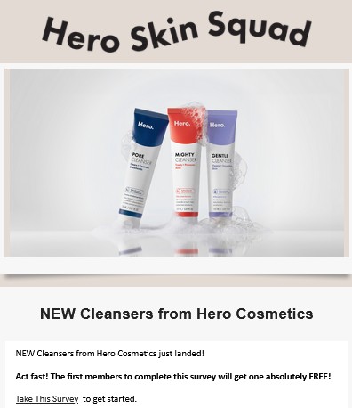 free hero cosmetics cleanser