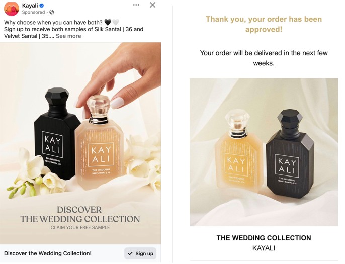 free kayali wedding collection fragrance samples