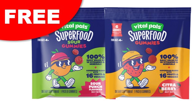 free packs of Vital Pals gummies