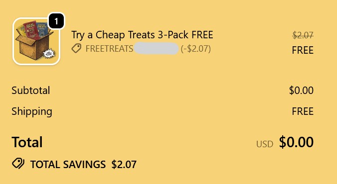 cheap treats order confirmation