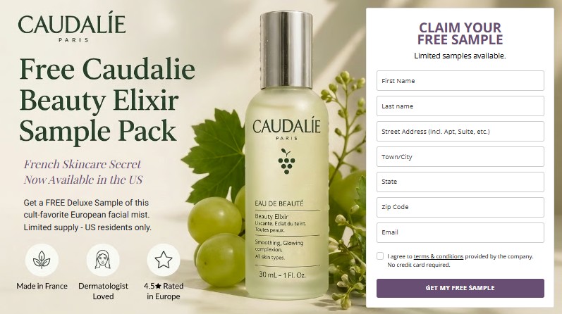 free caudalie sample pack