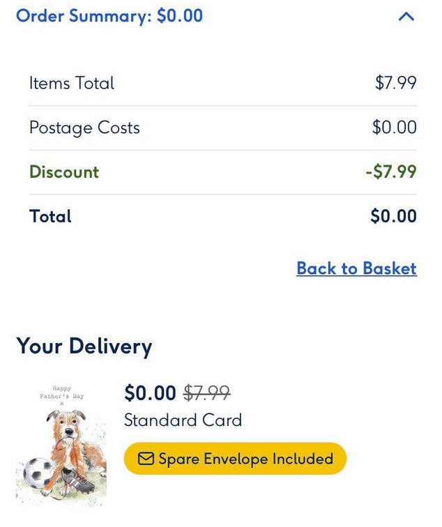 free moonpig greeting card order confirmation