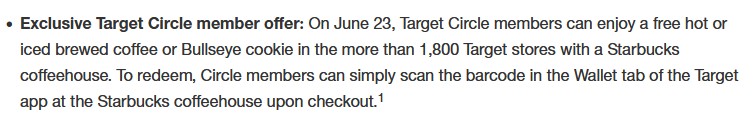 free starbucks at target on june 23rd
