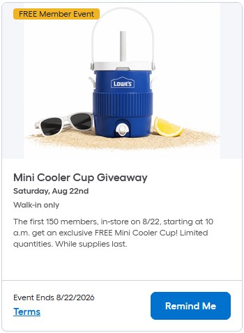 free mini cooler cup from lowes offer