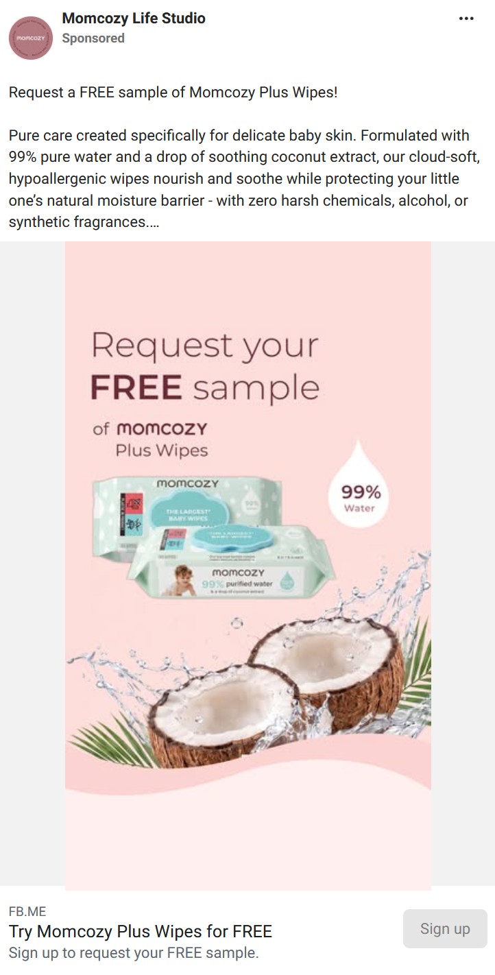 free momcozy wipes sample pack offer