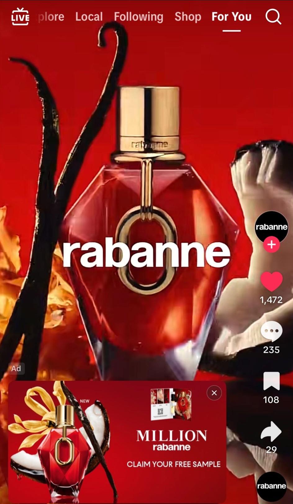 free paco rabanne million red perfume sample offer