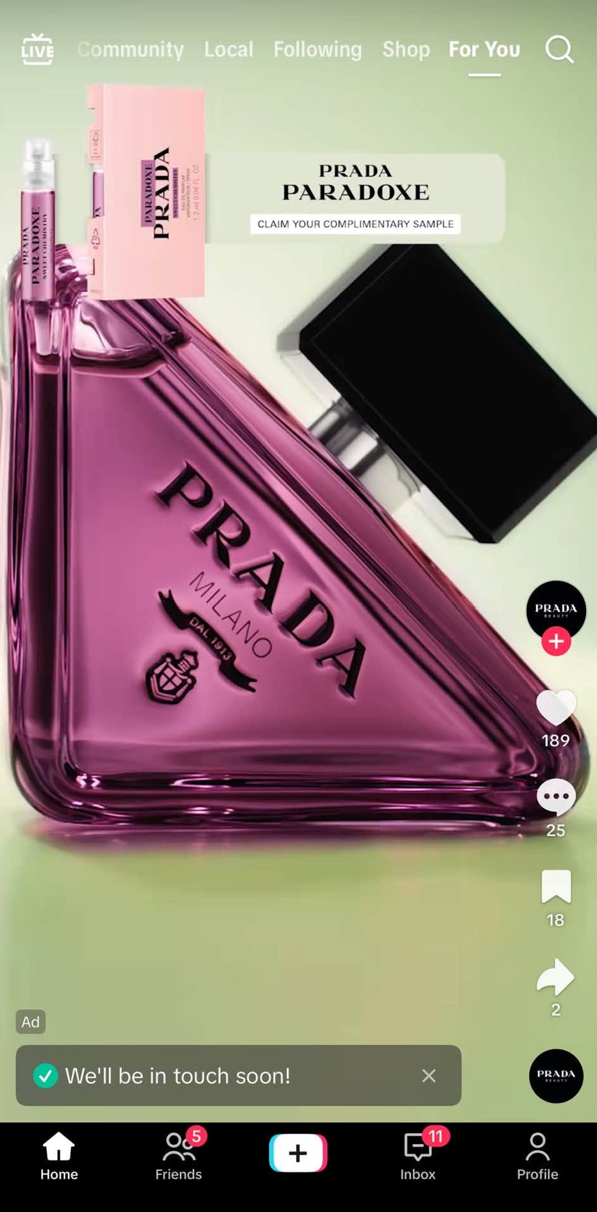 free prada sweet chemistry perfume sample offer