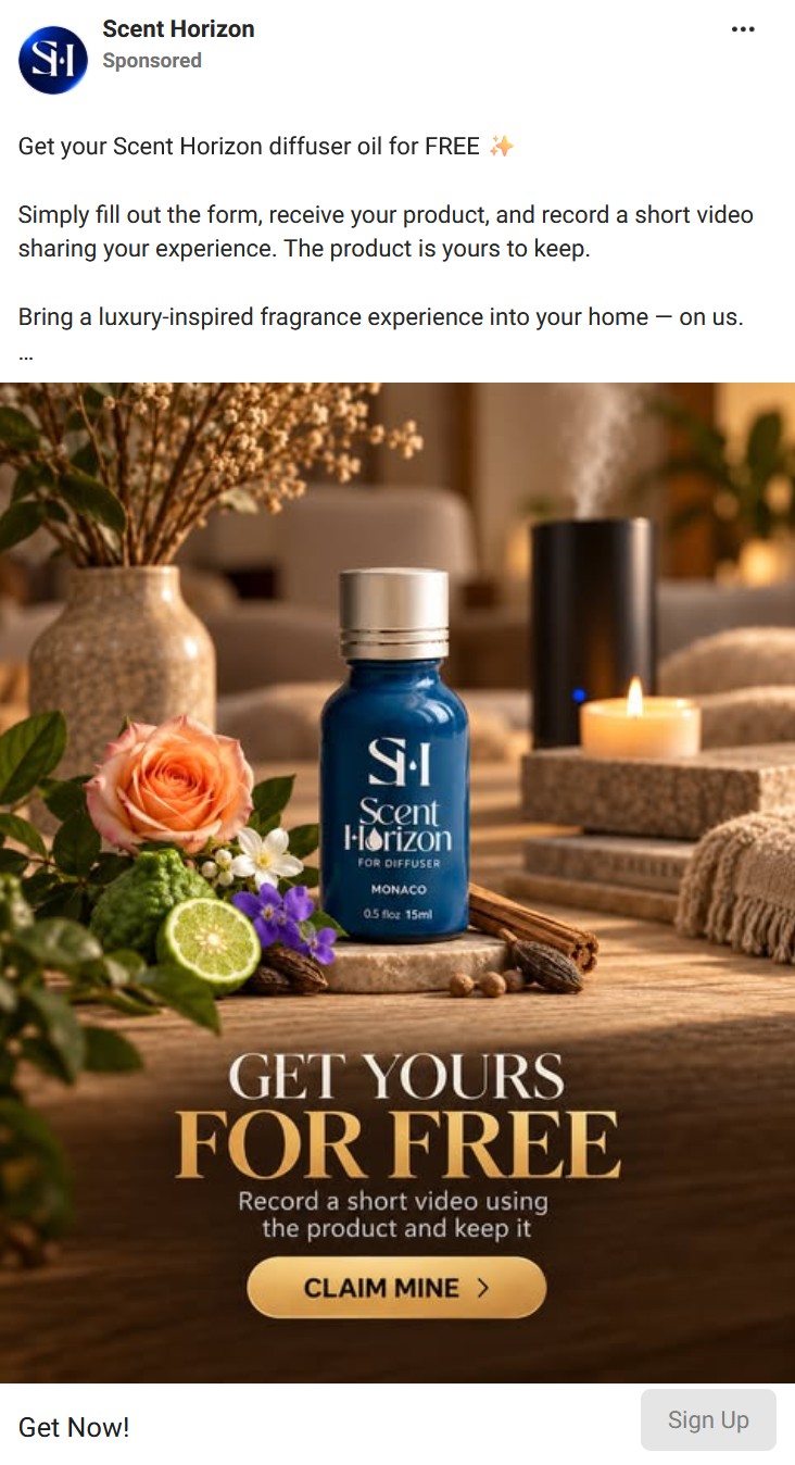 free scent horizon diffuser oil offer