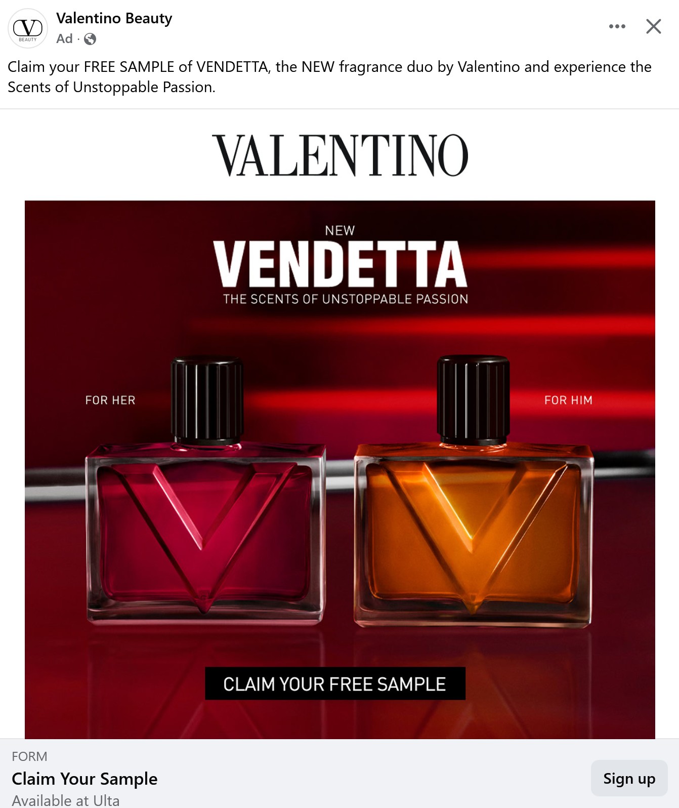 free valentino vendetta perfume samples offer