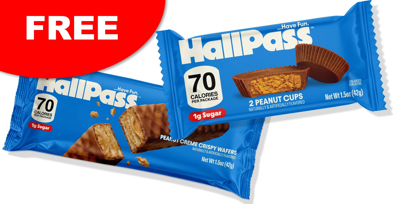 FREE HallPass Peanut Cups and Peanut Creme Crispy Wafers Sample Packs