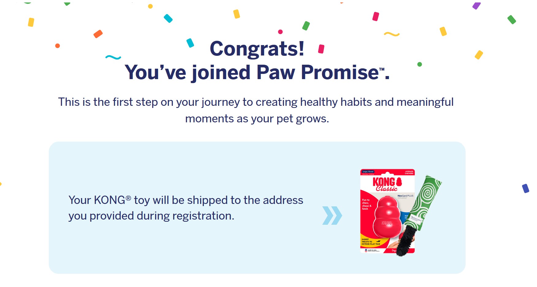 free kong toy confirmation