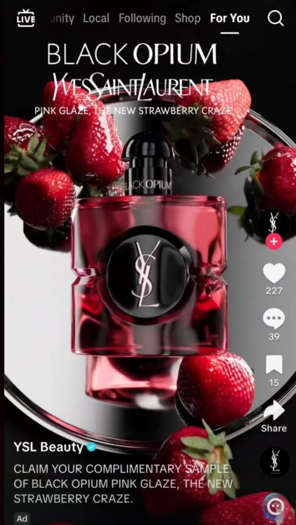 free ysl black opium pink glaze fragrance sample